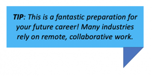 TIP: This is a fantastic preparation for your future career! Many industries rely on remote, collaborative work.